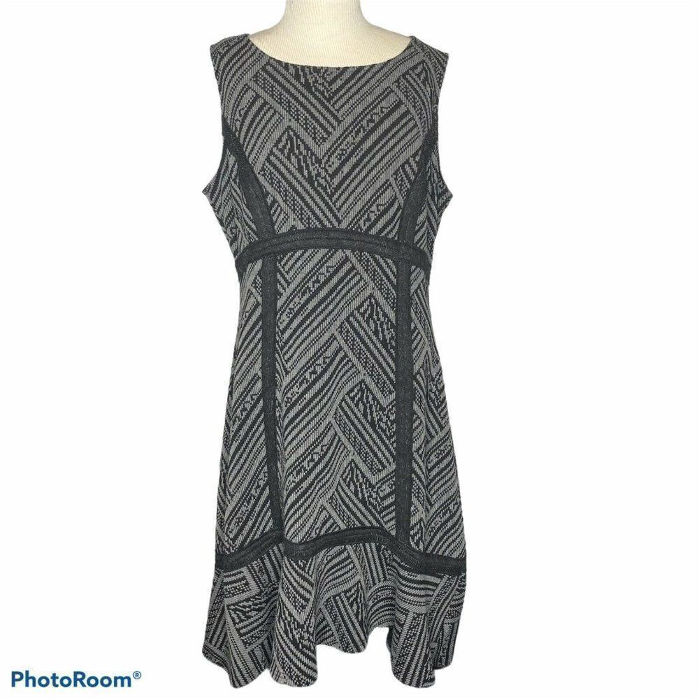 Anthropologie Tabitha Black Gray Striped Geometric